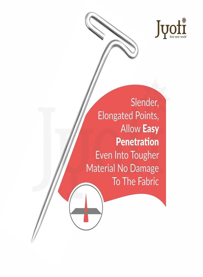 Jyoti T Pin - Royale (70 Grams of Size 0.85 x 26mm of Steel in Electroplated Finish in a Plastic Box) Ideal for Garment Cloth Packing, Wig Making, Paper, Office, Stationery, Home, and Shop - Pack of 2 - Image 4